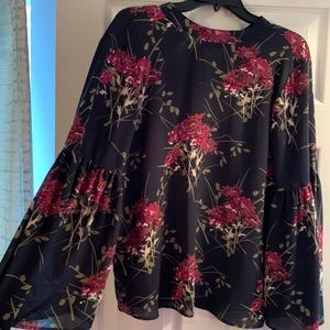 Loft Outlet, Size Med. Navy blue and floral blouse. Lightweight! Worn few times.